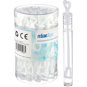 Relaxdays Bulles de Savon Mariage, Lot de 24, poignée en Forme de cœur, décoration, Cadeau invités, Blanc/Transparent