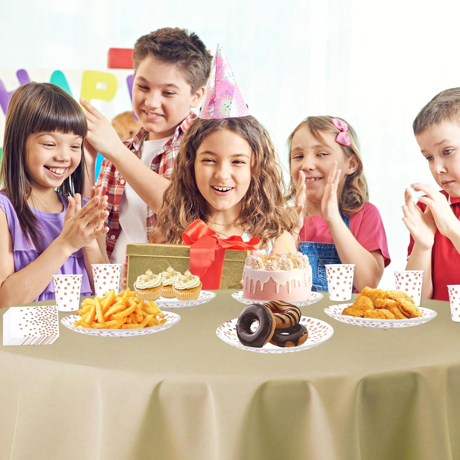image:imageAnniversaire Vaisselle de fete 72 Pices Or Noir Party Assiettes en Papier Set Assiettes de Fte Jetables Papier Tasses Serviettesr pour Barbecue les Ftes les Piqueniques 24 InvitsOr Rose Blanc