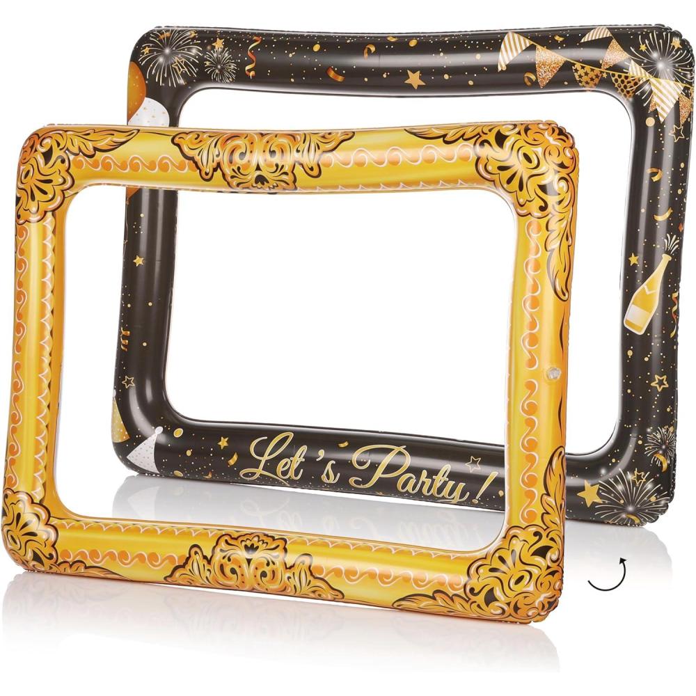 image:imageFunX Cadre photo gonflable Accessoire avec ct dor et noir Pour anniversaire mariage et fte 80 x 60 cm 30697