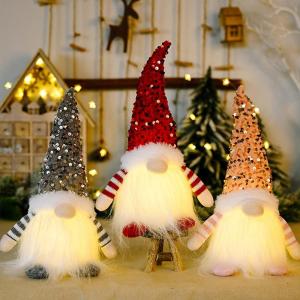3Pc GNOME de Noel Lumineux, Decoration Noel Lutin Farceur en Peluche, Lutin Decoration GNOME, Deco Noel Mini Elfe Noel, Suédois Faits à La Main Pere Deco pour Décoration et Table