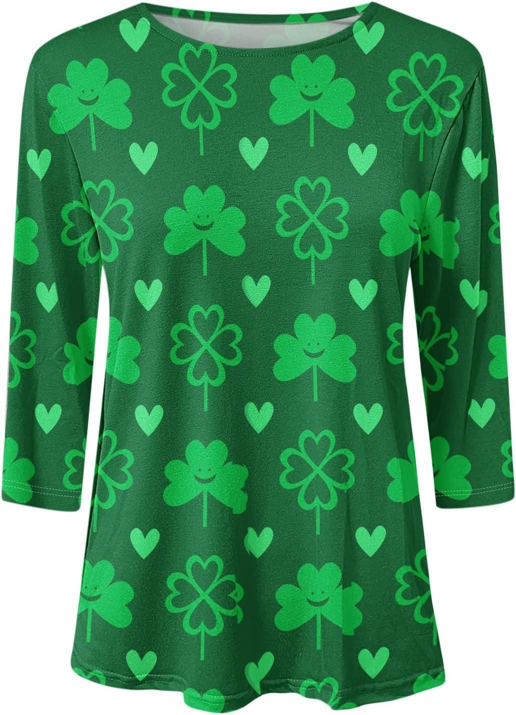 image:imageTShirt Femme Irlandais de la SaintPatrick Quatre Feuilles Trfle Irlandais du Jour de St Patty Tee Shirt Irlandais du Trfle Chanceux TShirt01green