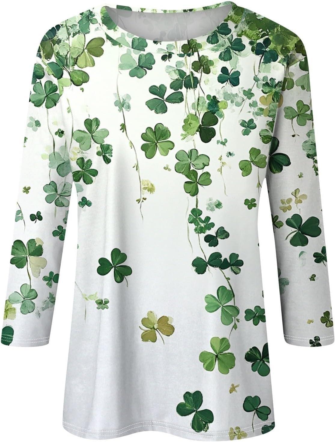 image:imageTShirt Femme Irlandais de la SaintPatrick Quatre Feuilles Trfle Irlandais du Jour de St Patty Tee Shirt Irlandais du Trfle Chanceux TShirt03green