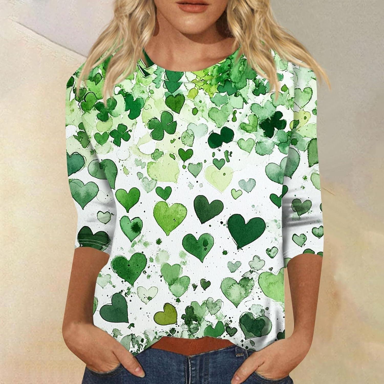 image:imageTShirt Femme Irlandais de la SaintPatrick Quatre Feuilles Trfle Irlandais du Jour de St Patty Tee Shirt Irlandais du Trfle Chanceux TShirt04ag