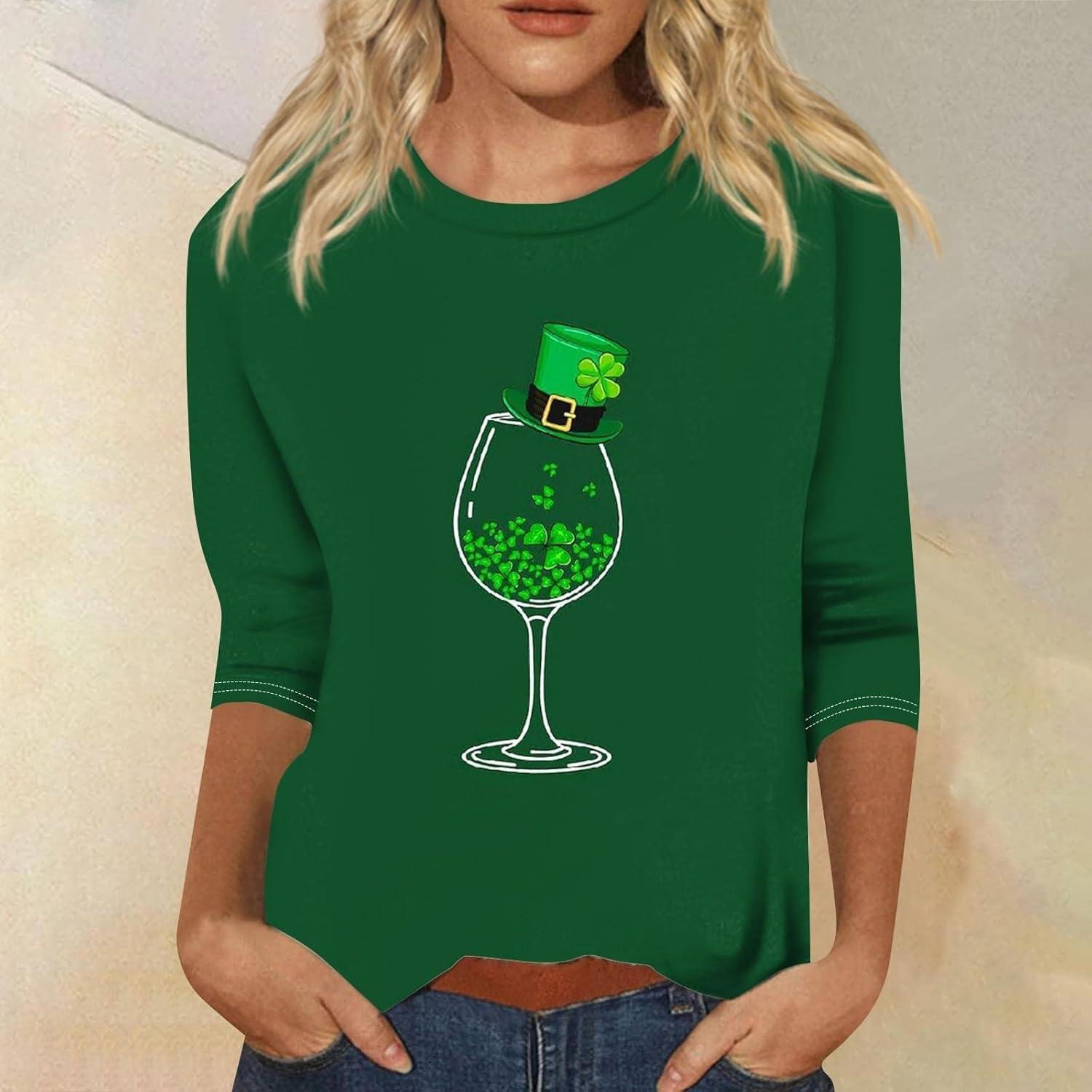 image:imageTShirt Femme Irlandais de la SaintPatrick Quatre Feuilles Trfle Irlandais du Jour de St Patty Tee Shirt Irlandais du Trfle Chanceux TShirt04green