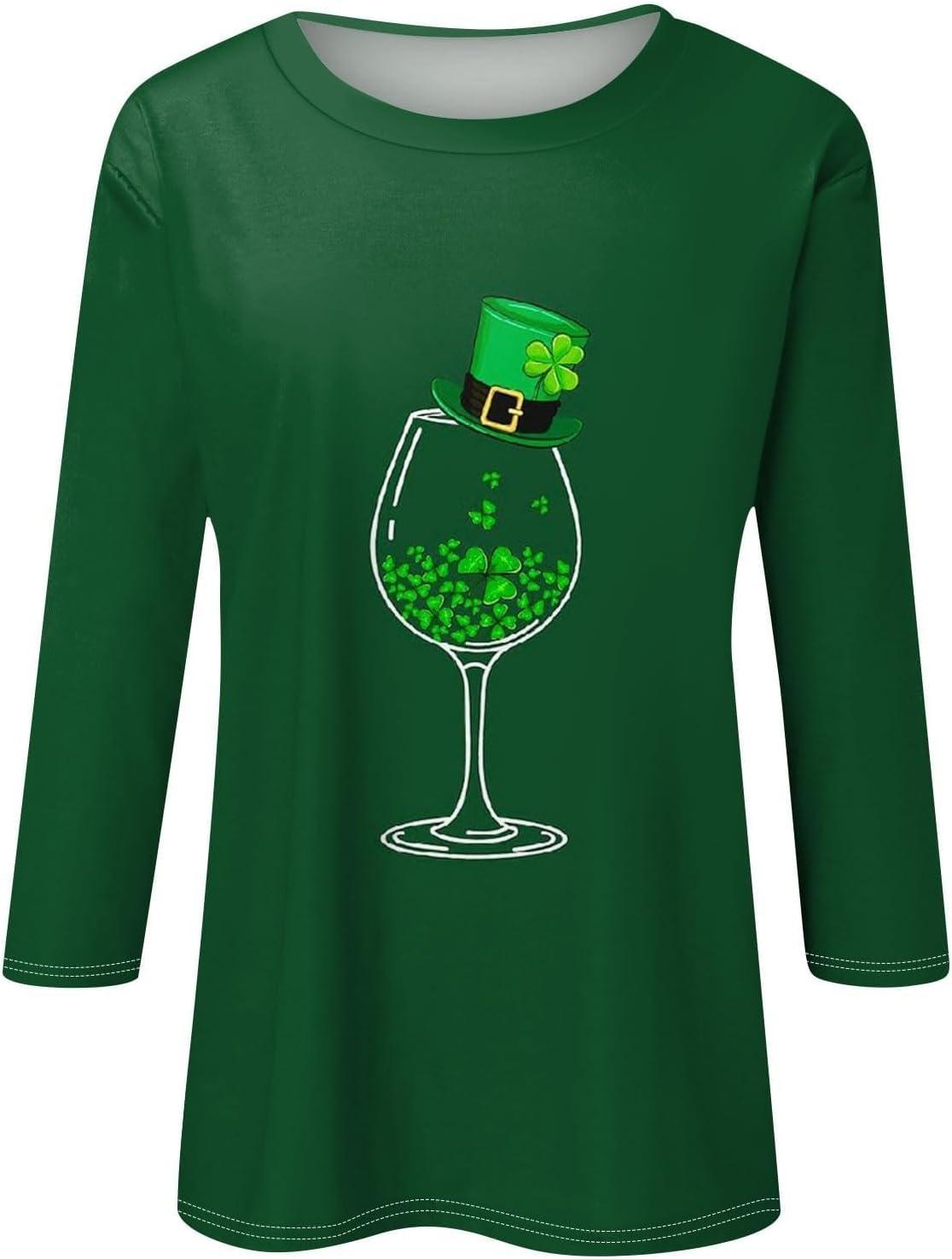 image:imageTShirt Femme Irlandais de la SaintPatrick Quatre Feuilles Trfle Irlandais du Jour de St Patty Tee Shirt Irlandais du Trfle Chanceux TShirt04green