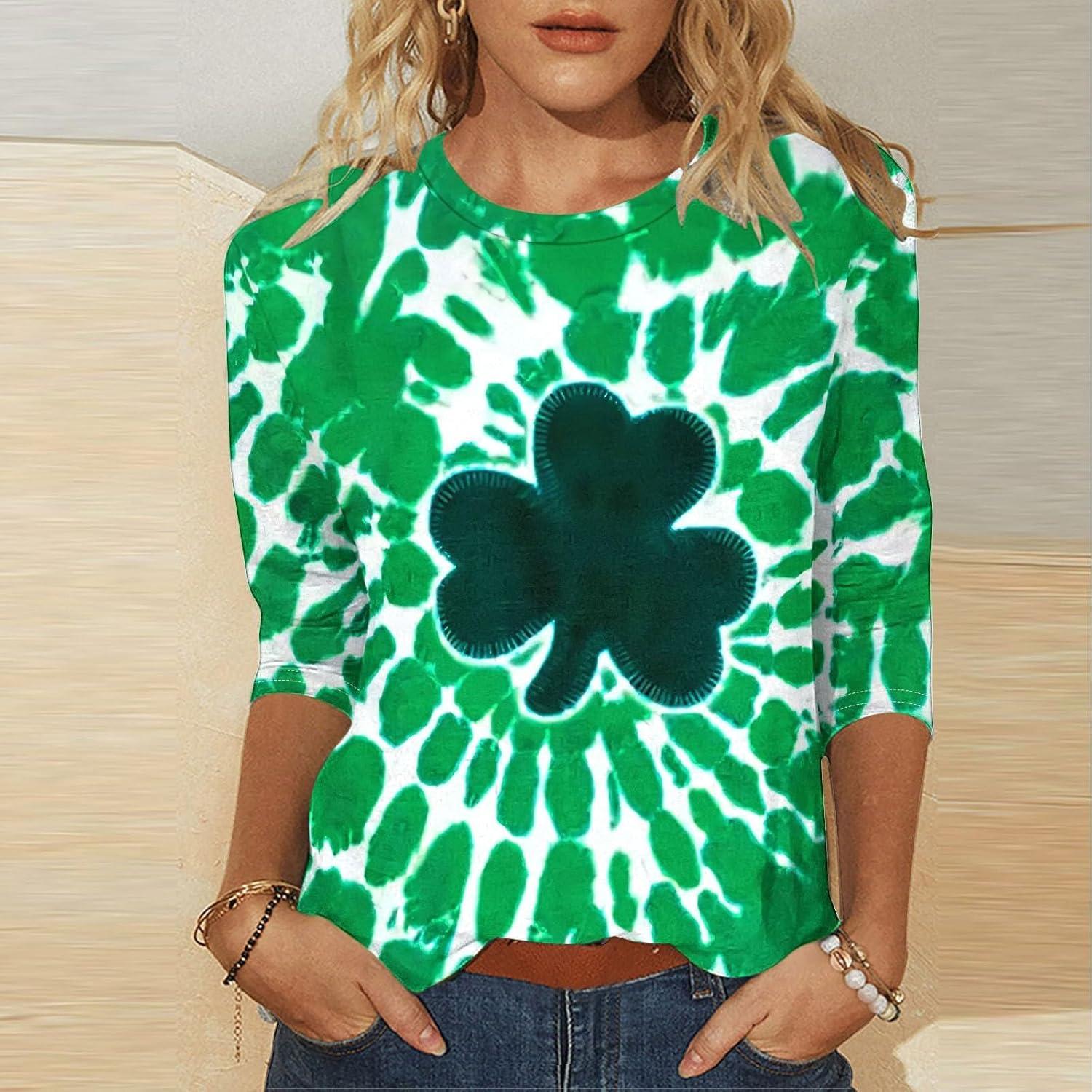 image:imageTShirt Femme Irlandais de la SaintPatrick Quatre Feuilles Trfle Irlandais du Jour de St Patty Tee Shirt Irlandais du Trfle Chanceux TShirt06green