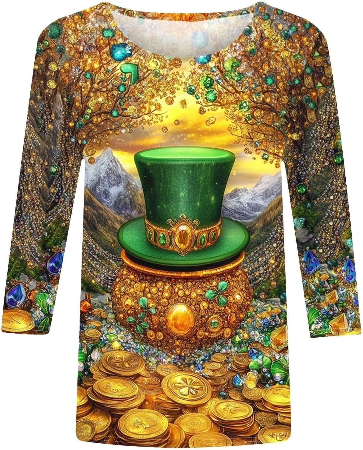 image:imageTShirt Femme Irlandais de la SaintPatrick Quatre Feuilles Trfle Irlandais du Jour de St Patty Tee Shirt Irlandais du Trfle Chanceux TShirt06yellow