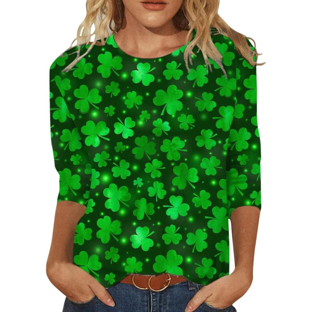 image:imageTShirt Femme Irlandais de la SaintPatrick Quatre Feuilles Trfle Irlandais du Jour de St Patty Tee Shirt Irlandais du Trfle Chanceux TShirt01black