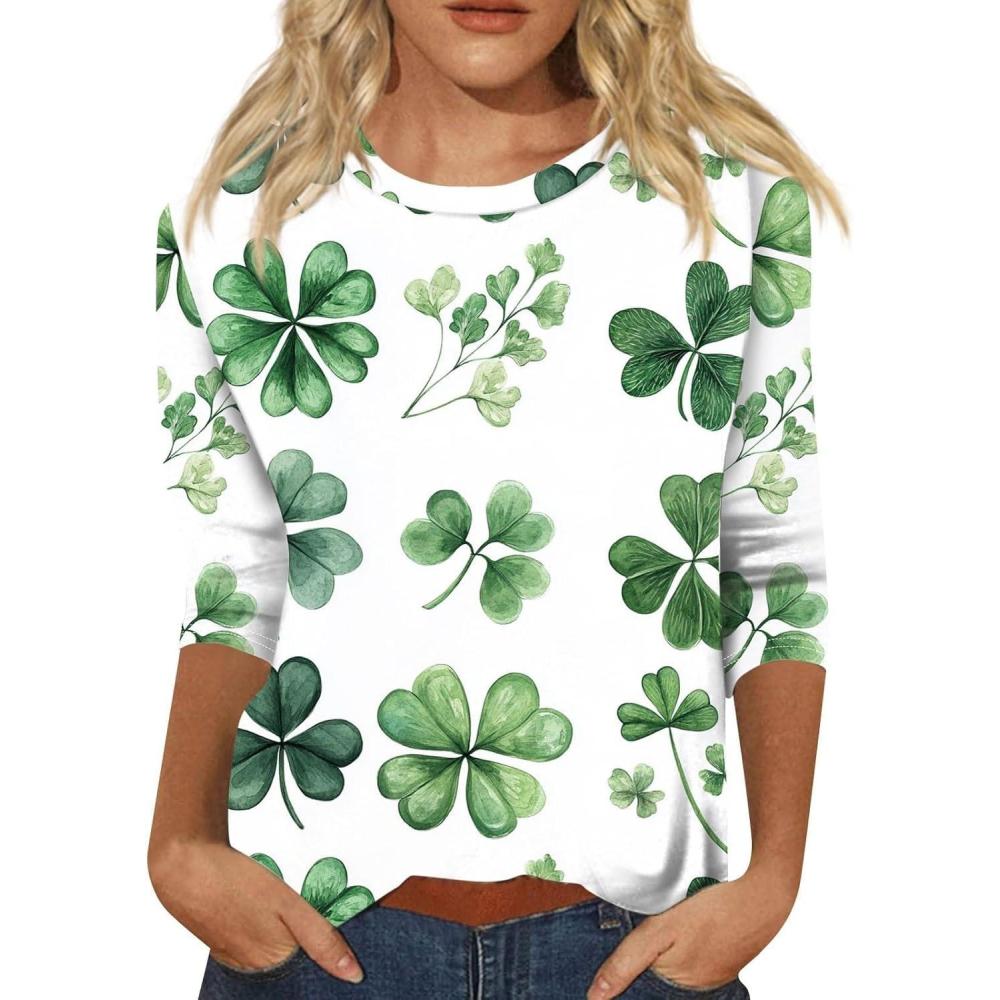 image:imageTShirt Femme Irlandais de la SaintPatrick Quatre Feuilles Trfle Irlandais du Jour de St Patty Tee Shirt Irlandais du Trfle Chanceux TShirt03mint Green