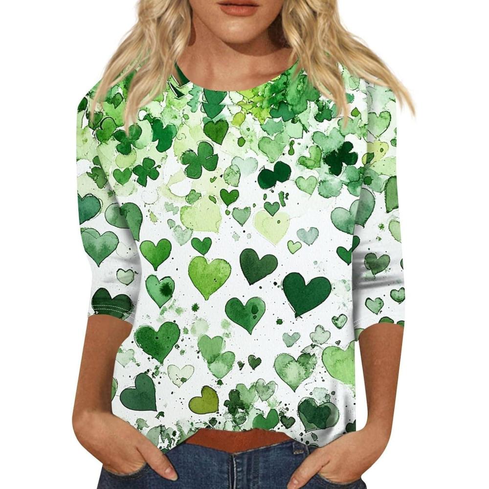 image:imageTShirt Femme Irlandais de la SaintPatrick Quatre Feuilles Trfle Irlandais du Jour de St Patty Tee Shirt Irlandais du Trfle Chanceux TShirt04ag