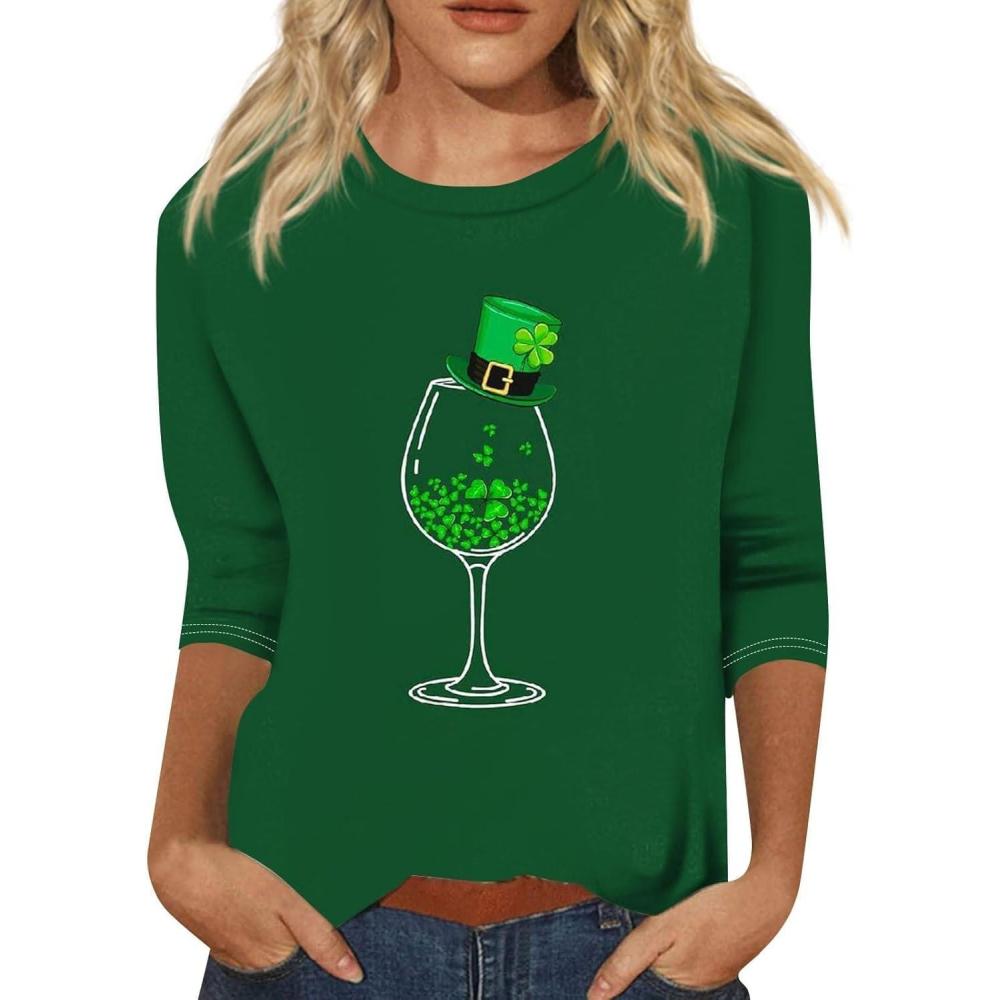image:imageTShirt Femme Irlandais de la SaintPatrick Quatre Feuilles Trfle Irlandais du Jour de St Patty Tee Shirt Irlandais du Trfle Chanceux TShirt04green