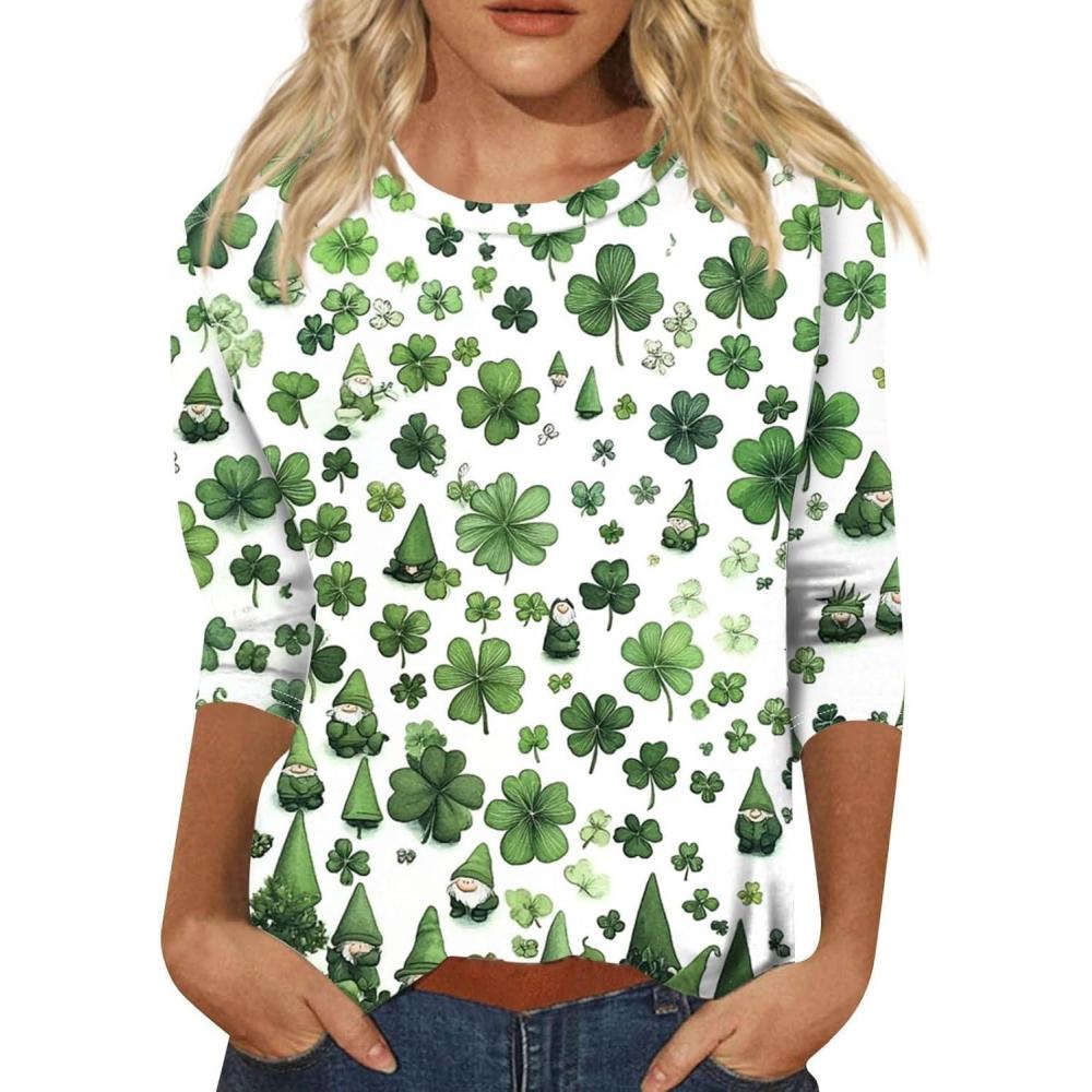 image:imageTShirt Femme Irlandais de la SaintPatrick Quatre Feuilles Trfle Irlandais du Jour de St Patty Tee Shirt Irlandais du Trfle Chanceux TShirt04mint Green