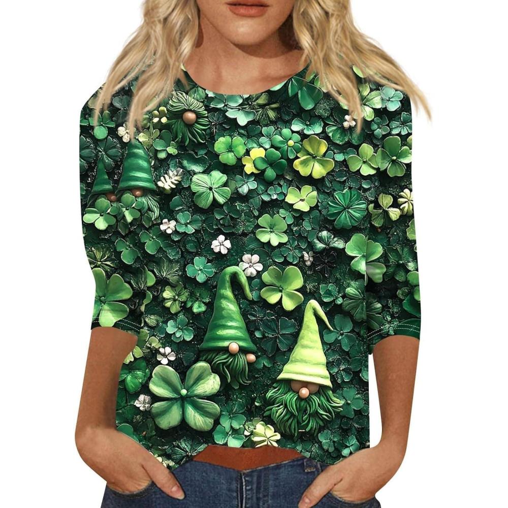 image:imageTShirt Femme Irlandais de la SaintPatrick Quatre Feuilles Trfle Irlandais du Jour de St Patty Tee Shirt Irlandais du Trfle Chanceux TShirt05green