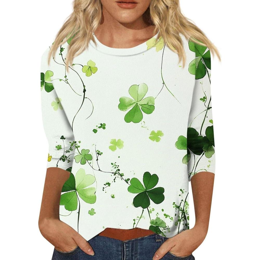 image:imageTShirt Femme Irlandais de la SaintPatrick Quatre Feuilles Trfle Irlandais du Jour de St Patty Tee Shirt Irlandais du Trfle Chanceux TShirt05mint Green