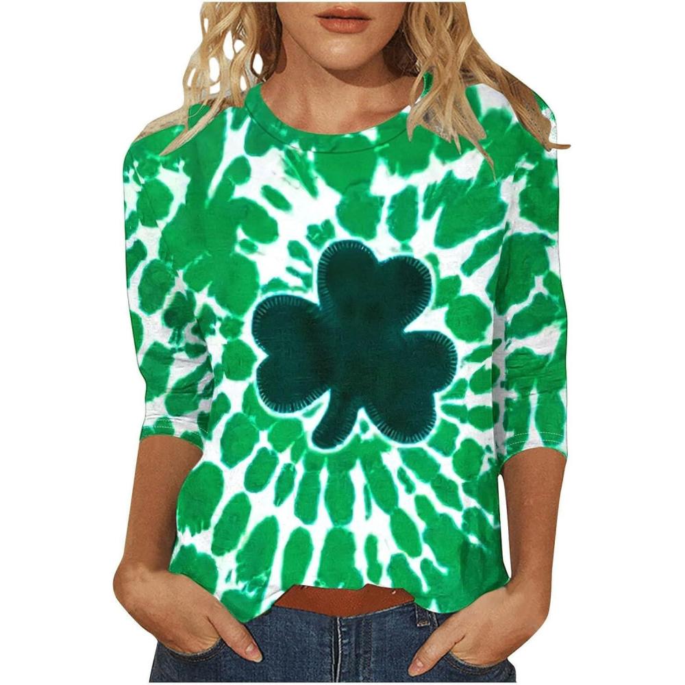 image:imageTShirt Femme Irlandais de la SaintPatrick Quatre Feuilles Trfle Irlandais du Jour de St Patty Tee Shirt Irlandais du Trfle Chanceux TShirt06green