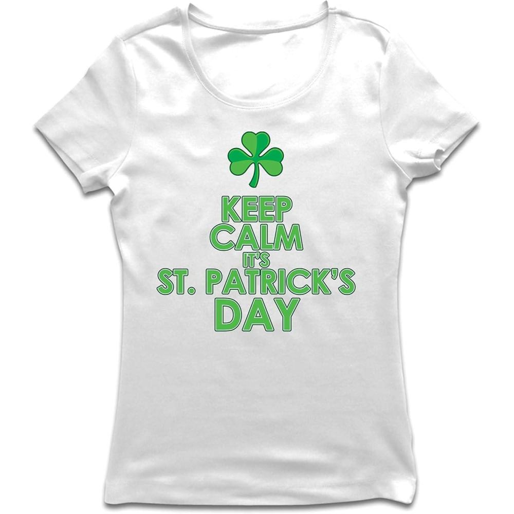 image:imagelepnime TShirt Femme Restez Calme Cest la SaintPatrick Proverbes et Citations IrlandaisBlanc Multicolore
