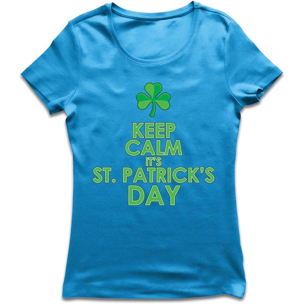image:imagelepnime TShirt Femme Restez Calme Cest la SaintPatrick Proverbes et Citations IrlandaisBleu Multicolore