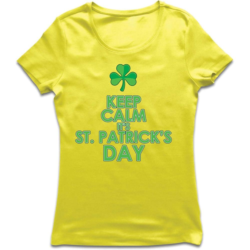 image:imagelepnime TShirt Femme Restez Calme Cest la SaintPatrick Proverbes et Citations IrlandaisJaune Multicolore