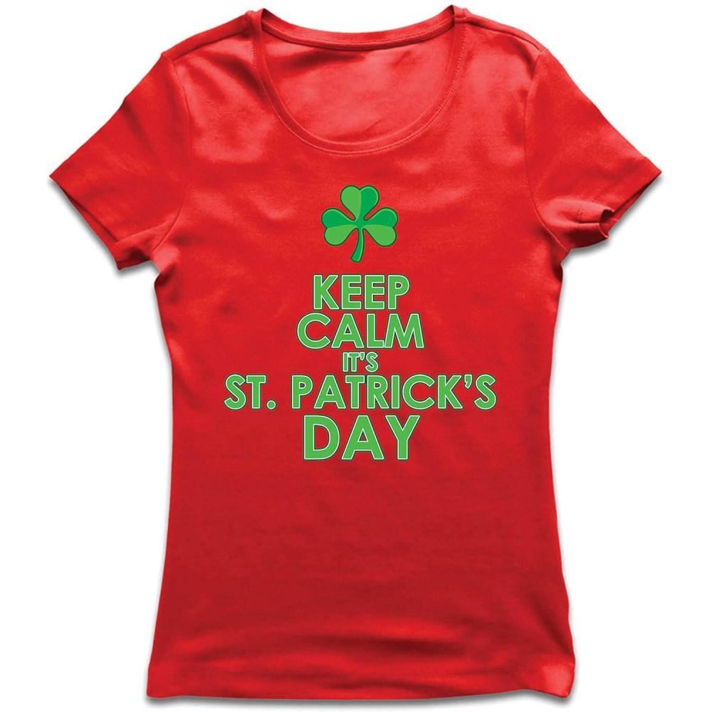 image:imagelepnime TShirt Femme Restez Calme Cest la SaintPatrick Proverbes et Citations IrlandaisRouge Multicolore