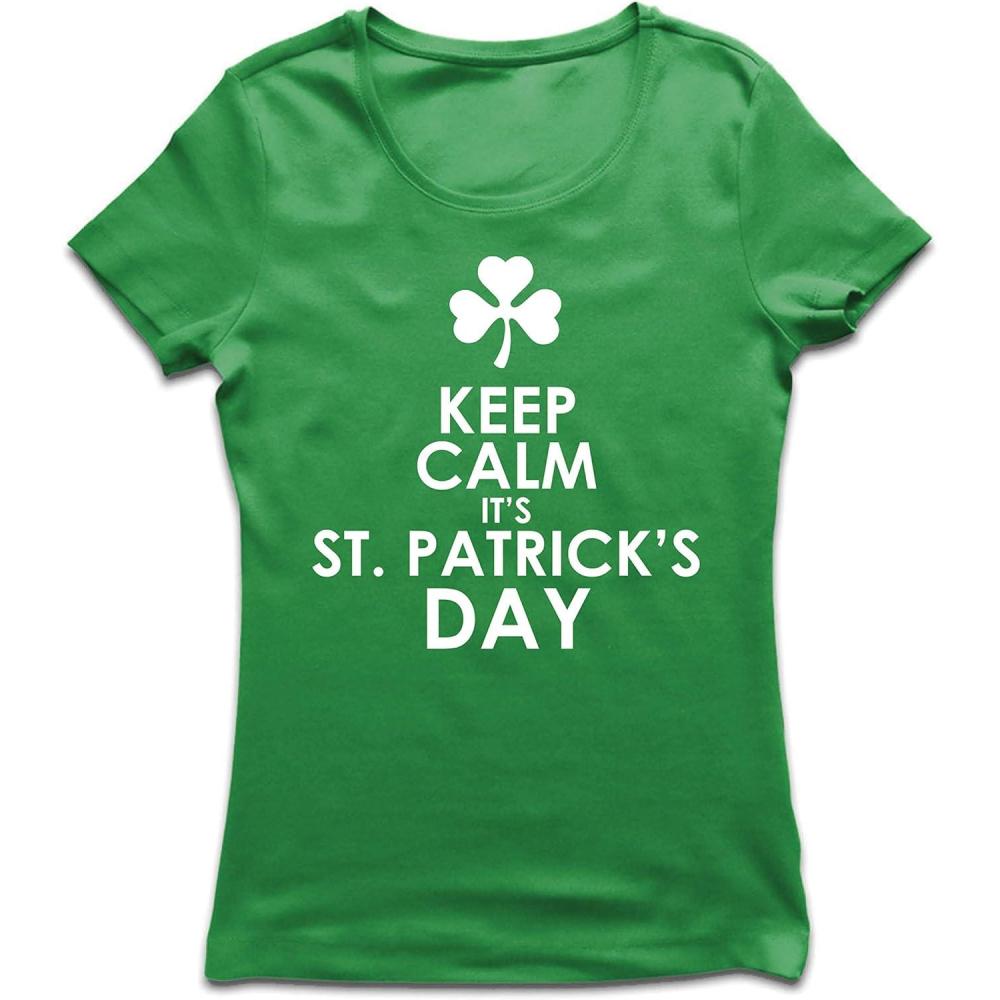 image:imagelepnime TShirt Femme Restez Calme Cest la SaintPatrick Proverbes et Citations IrlandaisVert Multicolore