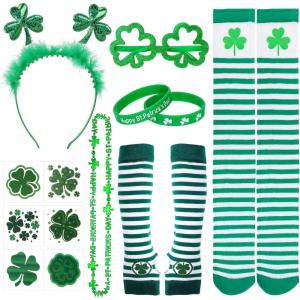 Accessoires de la Saint-Patrick, Bandeau Shamrock de la Saint-Patrick, Bracelets, Collier, Protège-bras, Chaussettes Tatouages temporaires pour la décoration des costumes de la Saint-Patrick