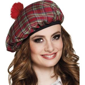 Boland – Barett Mrs. Tartan, Gummiband, Schottenmütze, Hut, Schottland, Highlands, Kostüm, Karneval, Mottoparty(Rouge)
