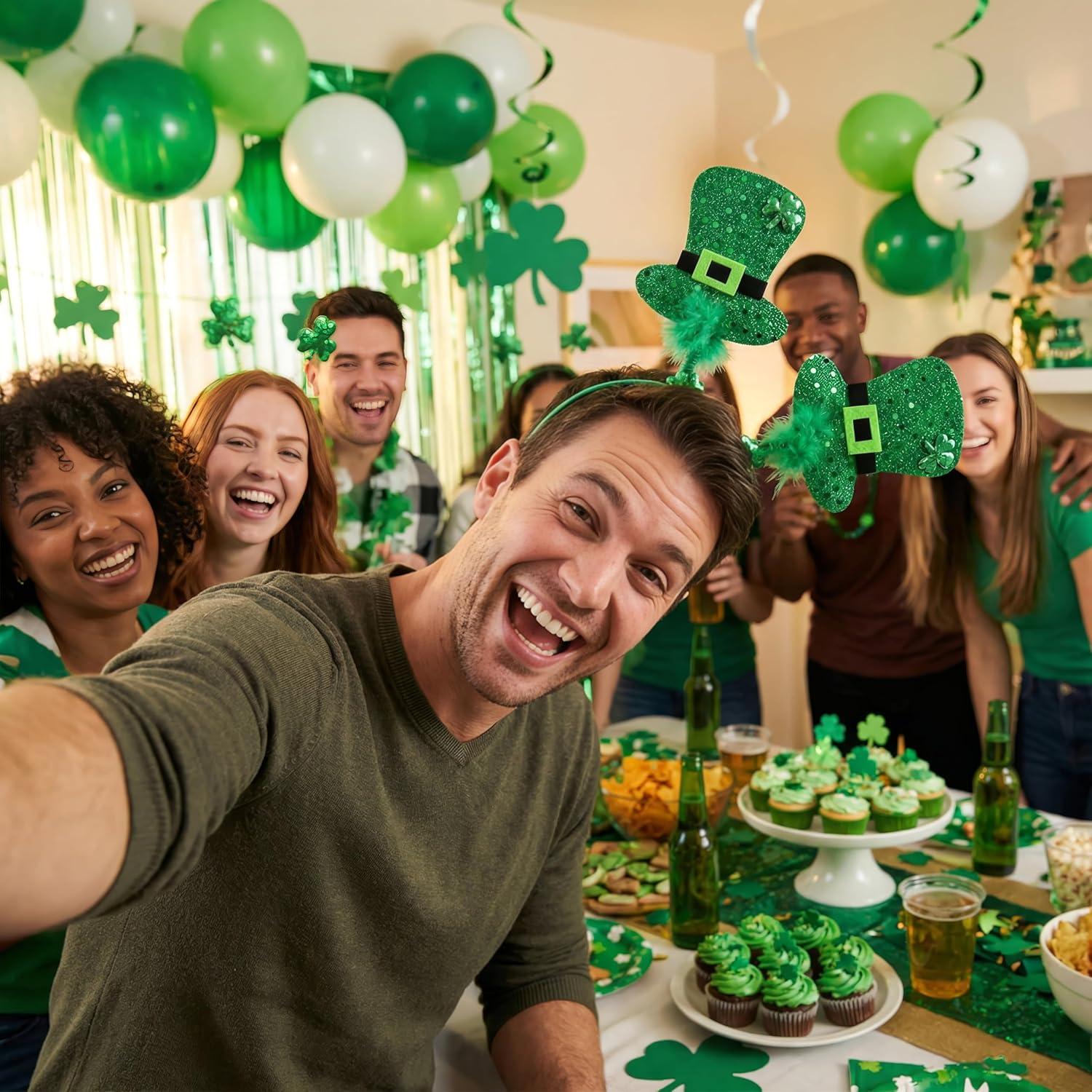 image:imageSt Patricks Day Irish Shamrock Wiggly Mini Top Hat Headband