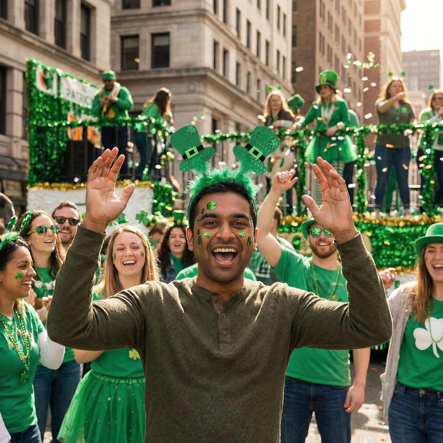 image:imageSt Patricks Day Irish Shamrock Wiggly Mini Top Hat Headband