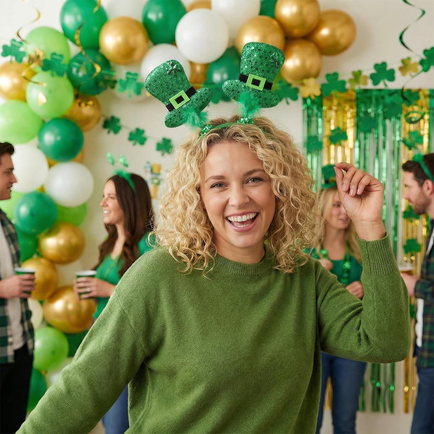 image:imageSt Patricks Day Irish Shamrock Wiggly Mini Top Hat Headband