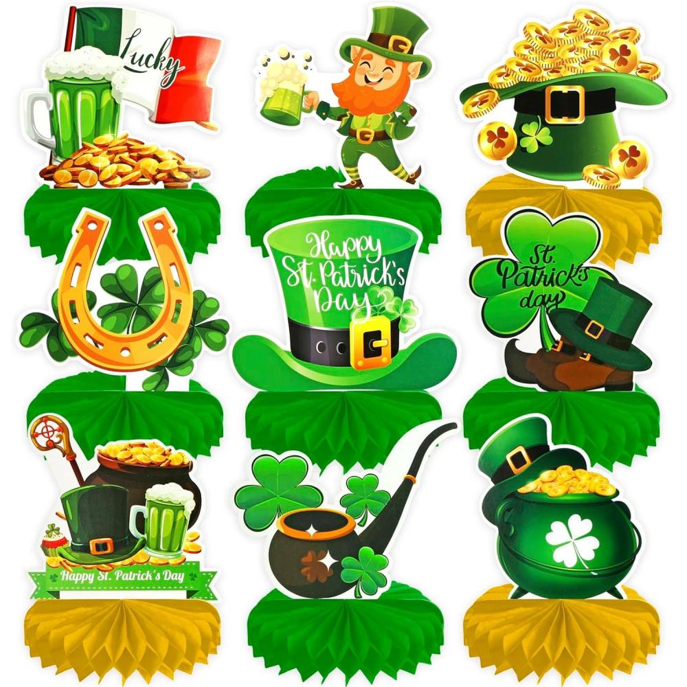 image:imageHOWAF 9 Saint Patrick Day Centre de Table Decoration St Patricks Day Accessoires Chapeau Lutin Dcorations de Centre Table pour Saint Patrick Accessoire Irlande dcoration Saint Patrick Decoration