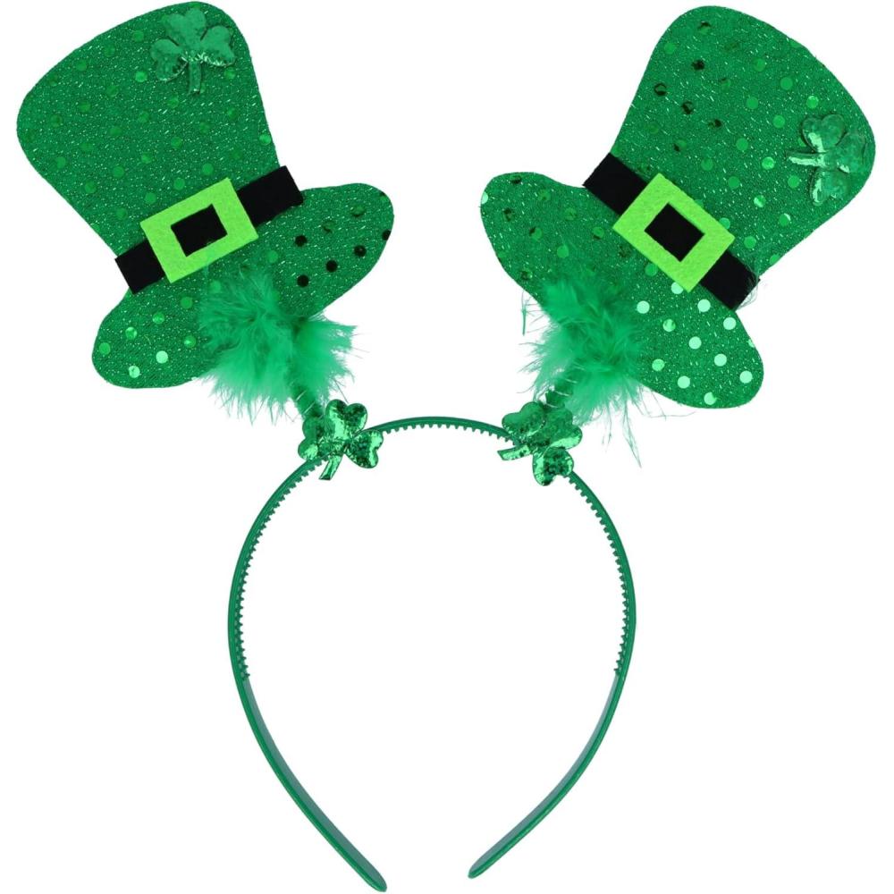 image:imageSt Patricks Day Irish Shamrock Wiggly Mini Top Hat Headband