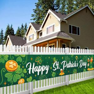 Bannière de Jardin pour la Saint-Patrick,118 »x19.6 »Bannière de Toile de Fond de la Saint-Patrick Bannière de la Fête de Saint Patrick pour Décoration de la Saint-Patrick