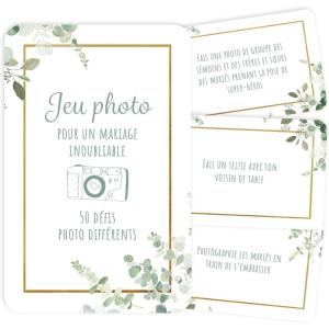 Jeu photo de mariage, 50 défis photo pour votre mariage, Jeu de mariage amusant pour invités, Défi photo pour invités, Jeu de mariage parfait pour votre livre d&rsquo;or