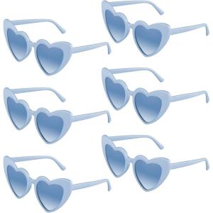 Lot de 6/12/24/48 lunettes de soleil vintage en forme de cœur pour enterrement de vie de jeune fille, fête de mariage(Bleu Ciel)