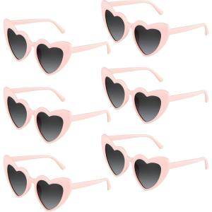 Lot de 6/12/24/48 lunettes de soleil vintage en forme de cœur pour enterrement de vie de jeune fille, fête de mariage(Rose)