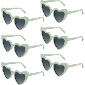 Lot de 6/12/24/48 lunettes de soleil vintage en forme de cœur pour enterrement de vie de jeune fille, fête de mariage(Vert)