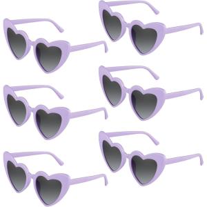 Lot de 6/12/24/48 lunettes de soleil vintage en forme de cœur pour enterrement de vie de jeune fille, fête de mariage(Violet)