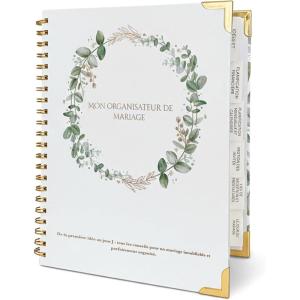 Organisateur de Mariage Français – Carnet Wedding Planner avec Checklist, Budget, Agenda & Calendrier Compte à Rebours | Livre de Mariage & Cadeau Future Mariée