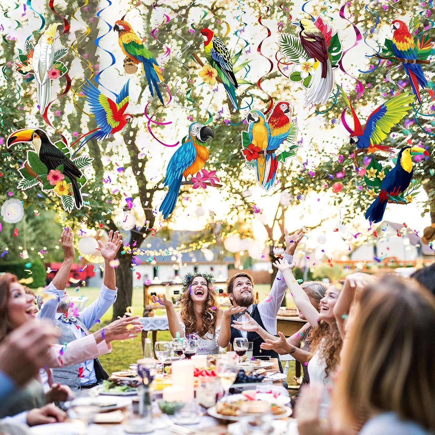 image:image30 Pices Dcoration dOiseaux Suspenduede Plafond Tropicale Hawaenne pour Fte Tiki de Perroquet Toucan t Luau Plage Piscine Mariage Anniversaire