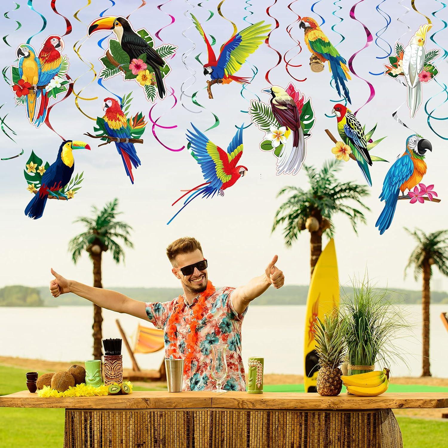 image:image30 Pices Dcoration dOiseaux Suspenduede Plafond Tropicale Hawaenne pour Fte Tiki de Perroquet Toucan t Luau Plage Piscine Mariage Anniversaire