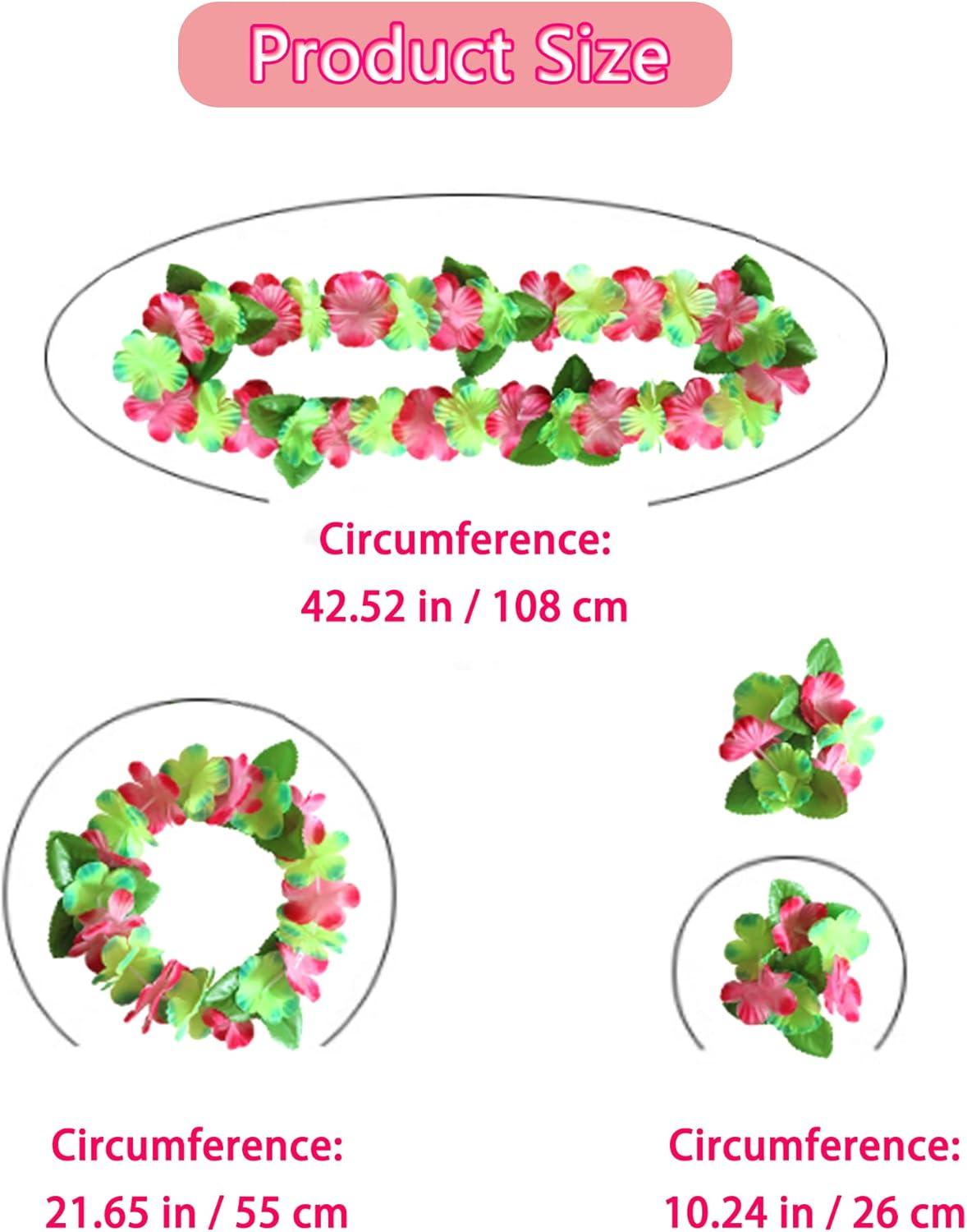 image:imageColliers de Fleurs Hawaennes Hula Luau Collier Bracelet Bandeau Hawaen Colliers Fleurs Hawaen pour Nol Carnaval Nouvel an Hawaenne Ftes Anniversaires L Rose Rouge JauneVert Rose I
