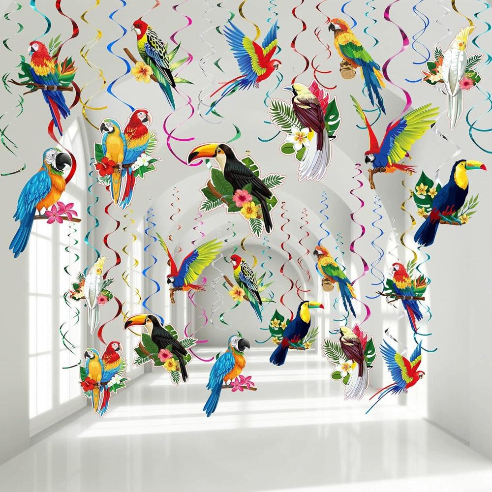 image:image30 Pices Dcoration dOiseaux Suspenduede Plafond Tropicale Hawaenne pour Fte Tiki de Perroquet Toucan t Luau Plage Piscine Mariage Anniversaire